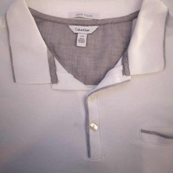 Calvin Klein Liquid Touch Men's Size Large Short Sleeve White Polo - Picture 3 of 11